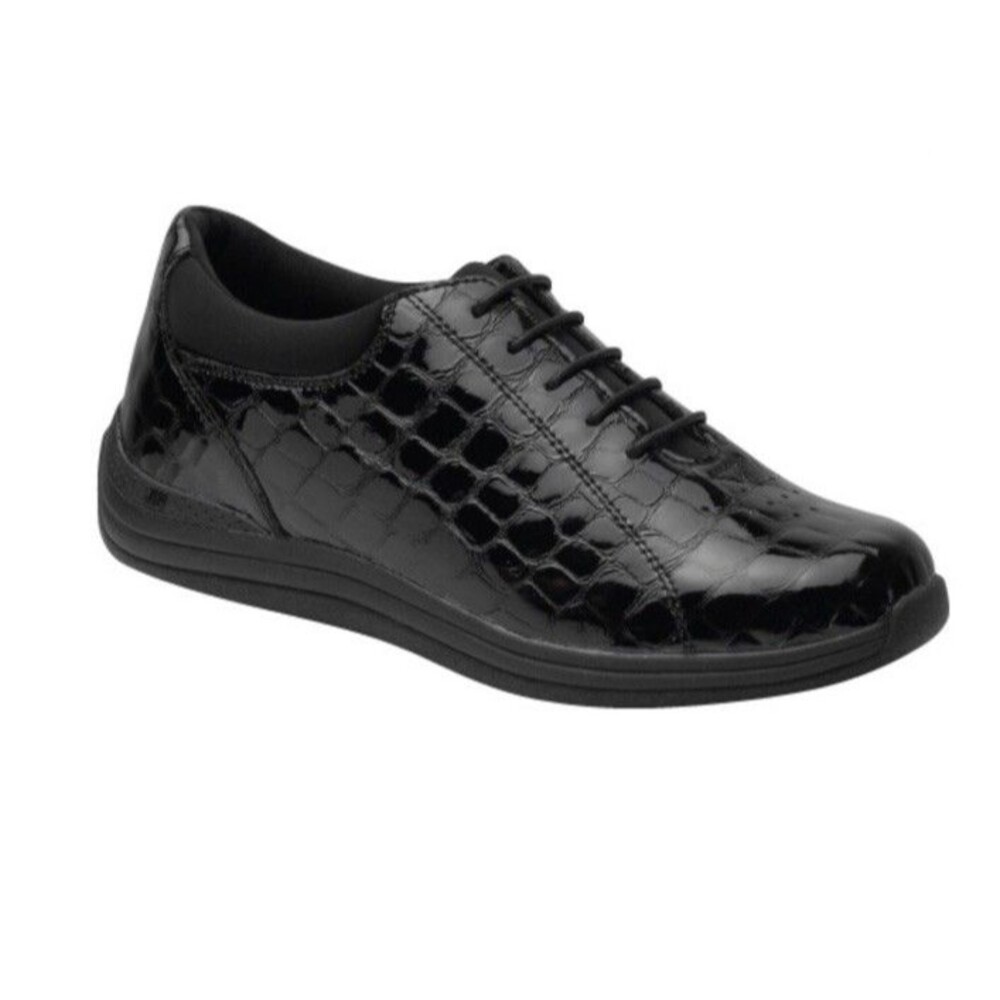 Drew Tulip Women orthopedic Shoes Sz 8.5 M Black Leather Flat Sneakers 10202